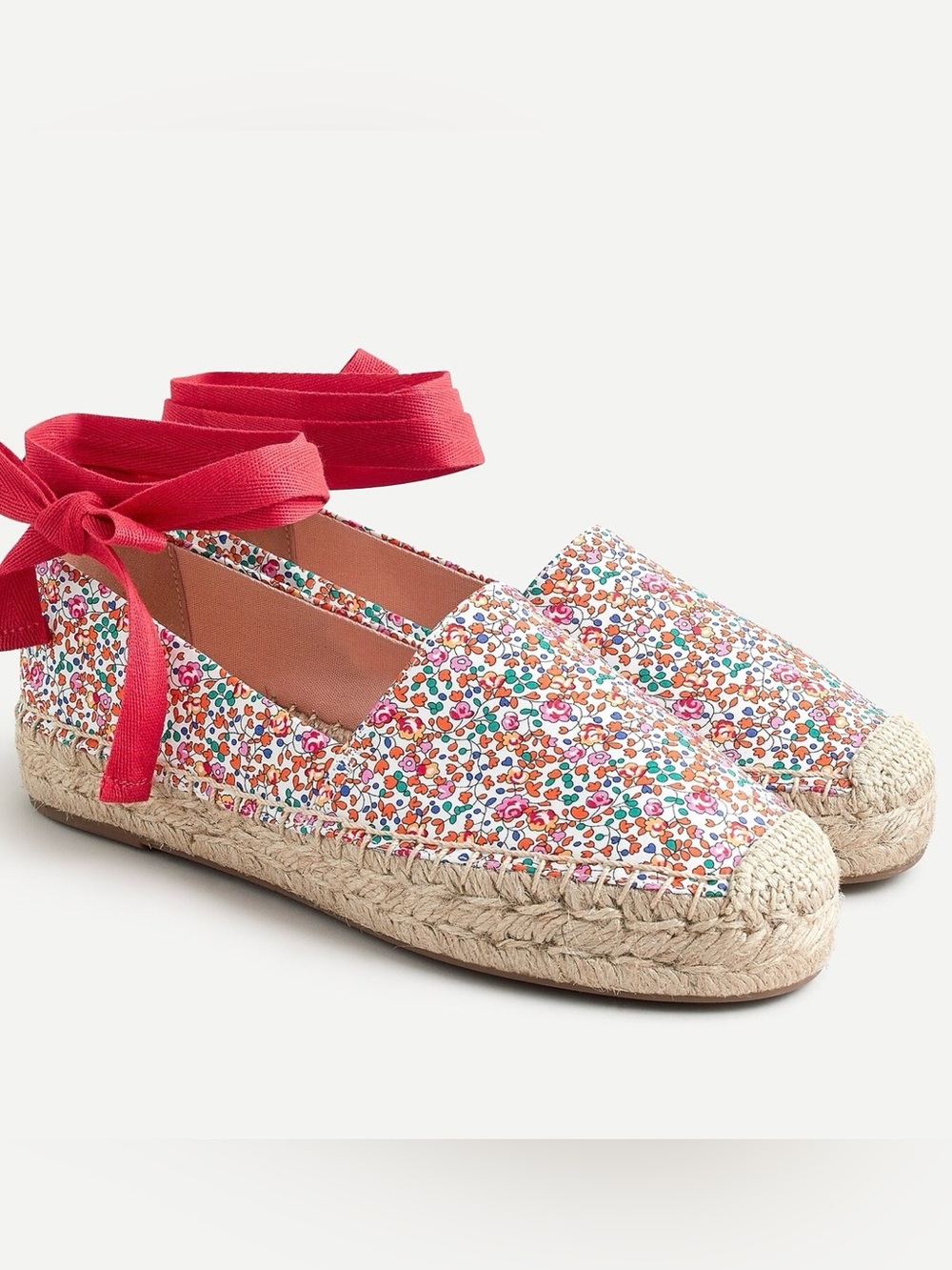 J.Crew Women Espadrilles Floral Canvas Lace Up Ankle Tie Size 9